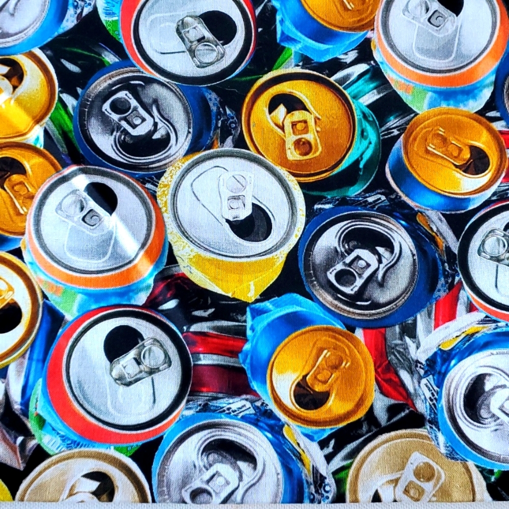 "Ale House" Greta Lynn Kanvas Benartex Crushed Cans Cotton Fabric 36×45 inches